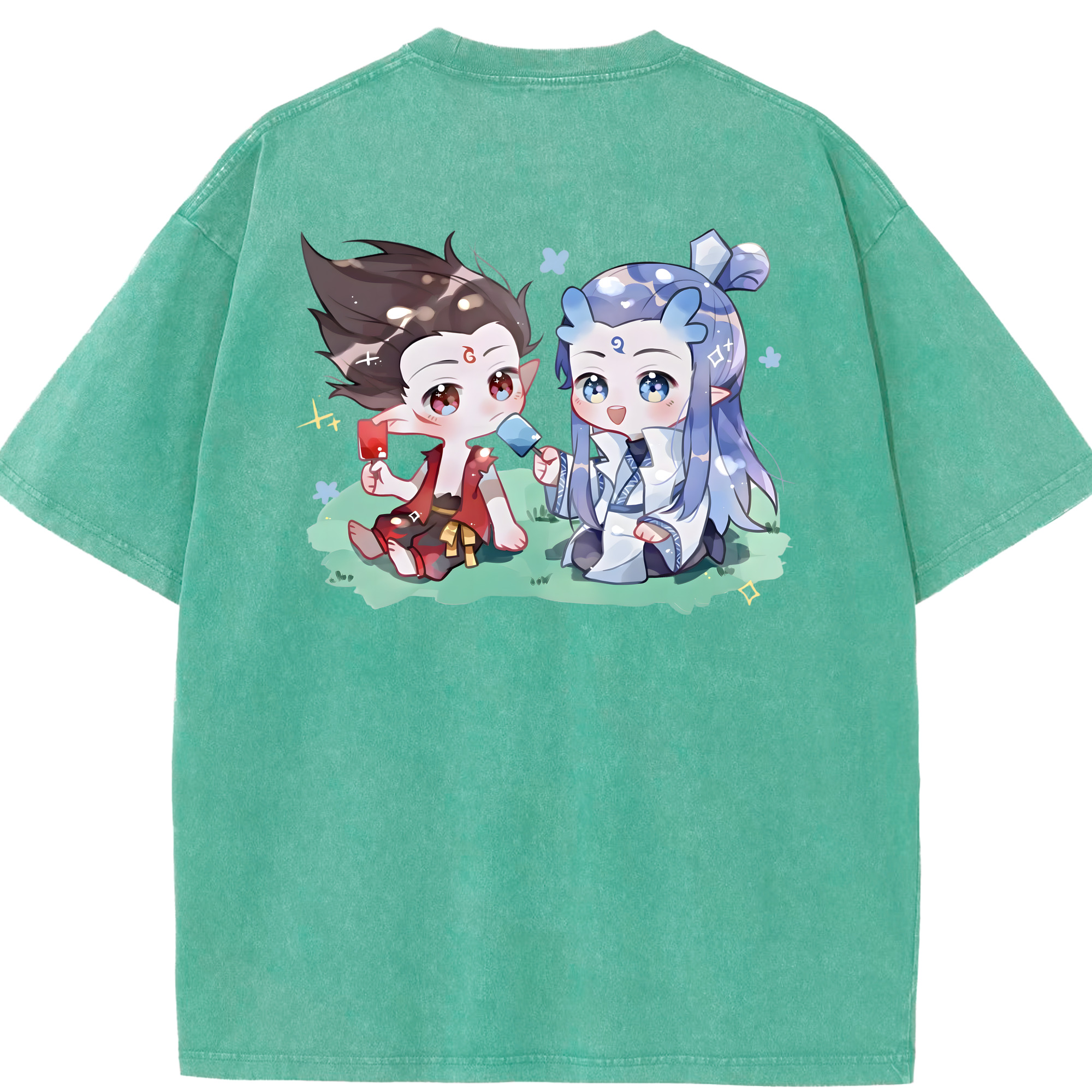 （画像用） Ne Zha 2 ナタ 魔童の大暴れ 綿100% ヴィンテージ風 半袖Tシャツ（背面プリント）
